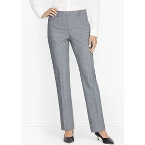 Talbots Womens Cambridge Pant Flat Front Trouser Gray Glen Plaid Size 10 Comfort